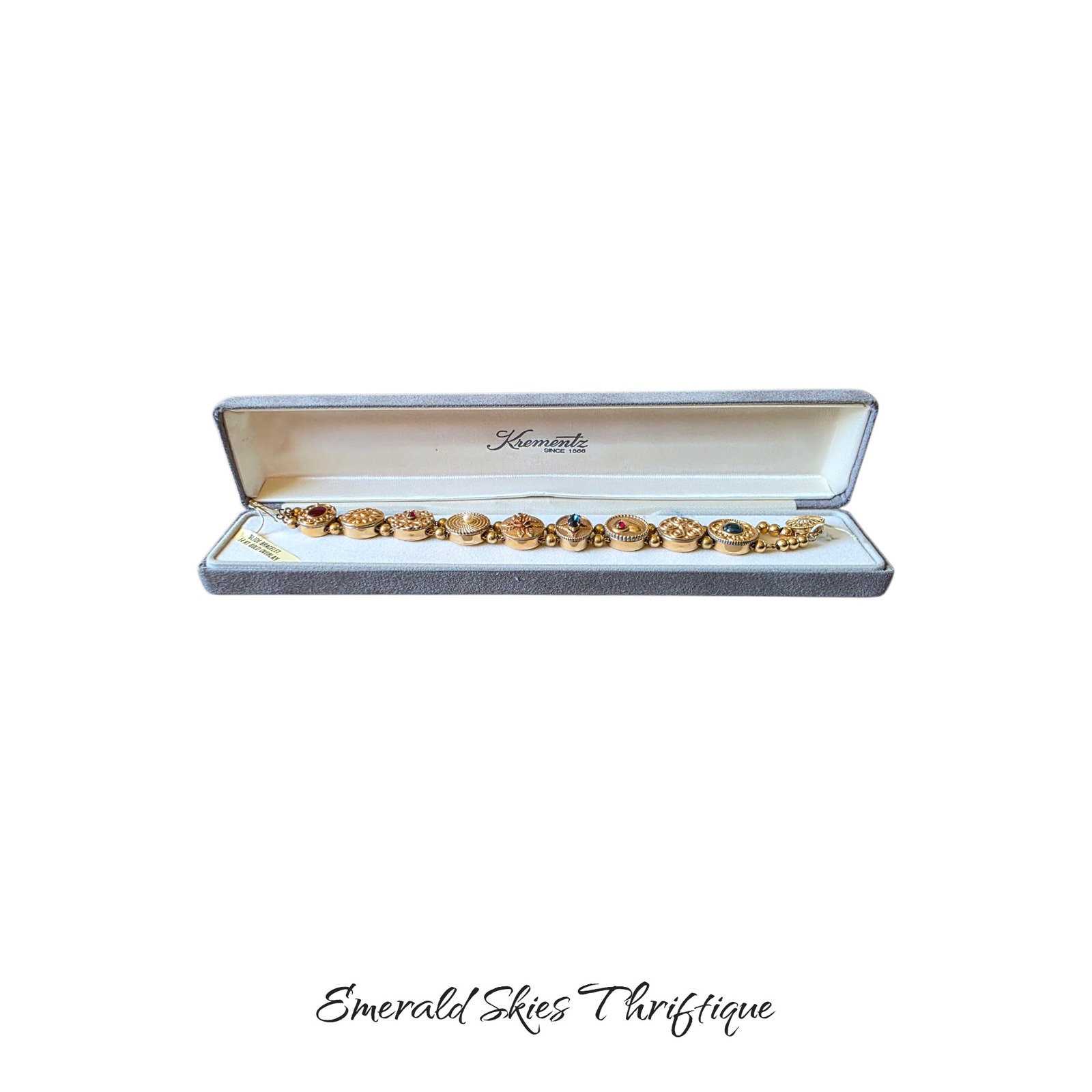 Rare Vintage Krementz Slide Bracelet 1420 Gf 10 Decorative Slide Charms W Box 375$